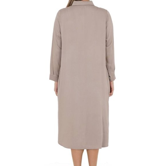 Designer Beige Dress Women Applique L XL Front Buttons MAYA LONGA - Picture 2 of 4